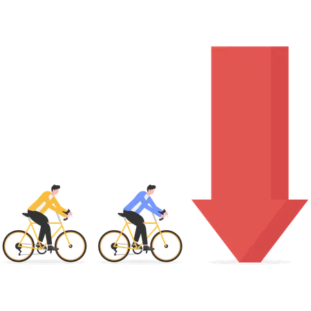 Financial breakdown causing down arrow  Illustration