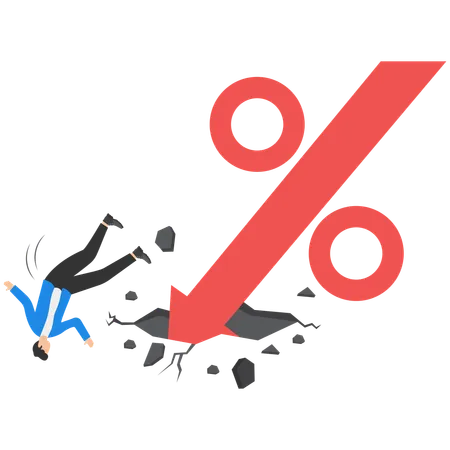 Percentage Decrease Financial Breaking And Falling Concept Illustration