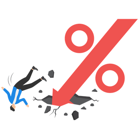 Financial breaking and falling businessman  イラスト