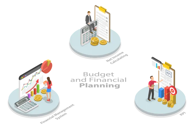 3 D Isometric Flat Vector Conceptual Illustration Of Budget And Financial Planning Performance Management Illustration