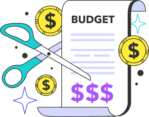 Financial budget cutting  Illustration