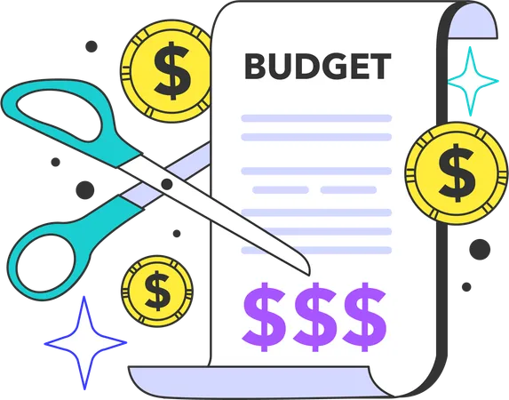 Financial budget cutting  Illustration