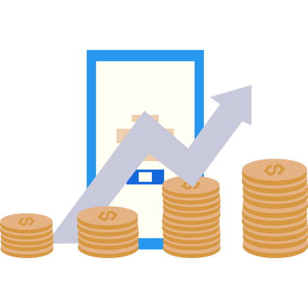 Financial Business Graph Growing  Illustration