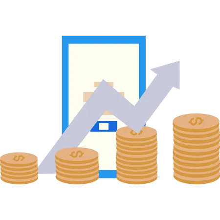 Financial Business Graph Growing  Illustration