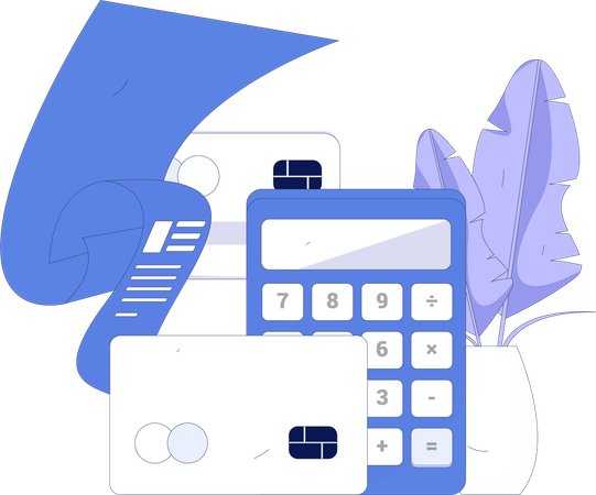 Financial calculation with credit card bill  Illustration