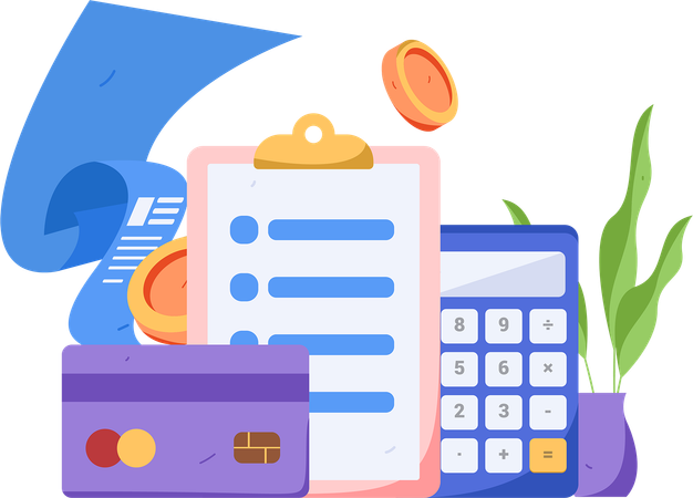 Financial calculation with credit card bill  Illustration