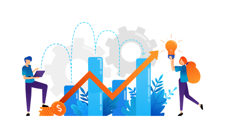 Financial chart to increase company value and experience in business  Illustration