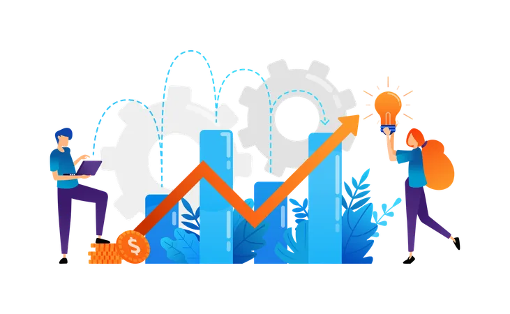 Financial chart to increase company value and experience in business  Illustration