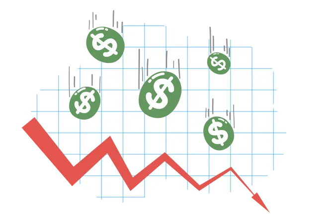 Cash Loss Graph Finance Inflation Schedule Money Loss And Decrease In Income Trader Loss Data Budget Losses Graph Or Investment Bankruptcies Isolated Vector Illustration イラスト