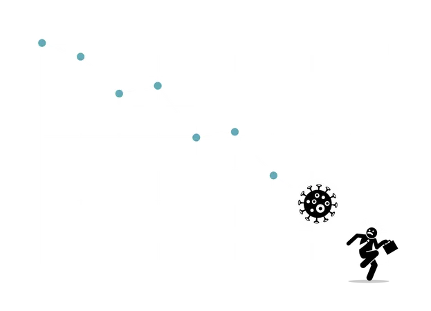 Financial crisis and stock market crashing down due to coronavirus outbreak  Illustration