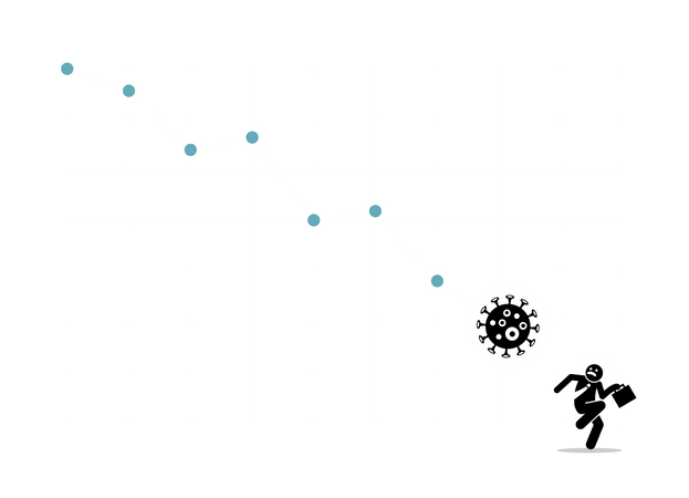 Financial crisis and stock market crashing down due to coronavirus outbreak  イラスト