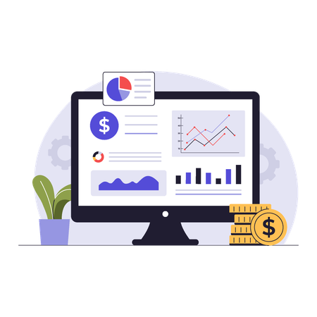Financial Dashboard on Computer Screen  Illustration