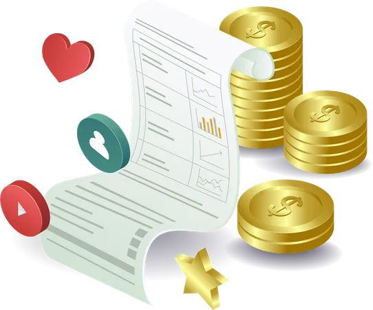 Financial data analysis and fianncial report  Illustration