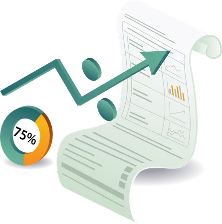 Financial data analysis percentage sheet paper  Illustration