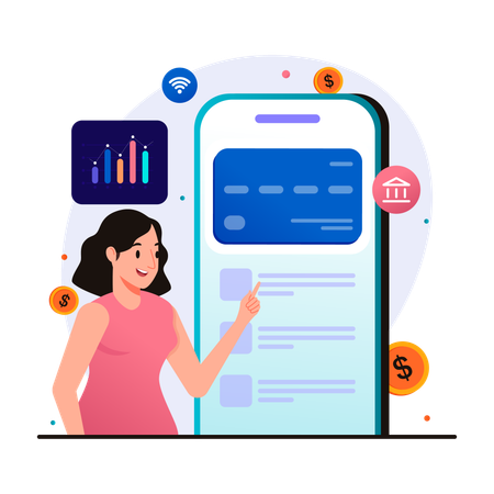 Financial data and payment history by credit card  Illustration