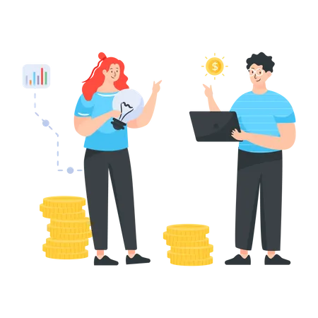 Financial Discussion between husband and wife Illustration