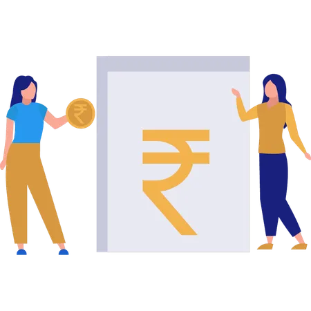 The Girls Are Talking About Indian Currency Illustration