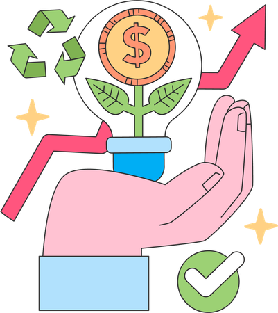 Financial eco idea with growth  Illustration
