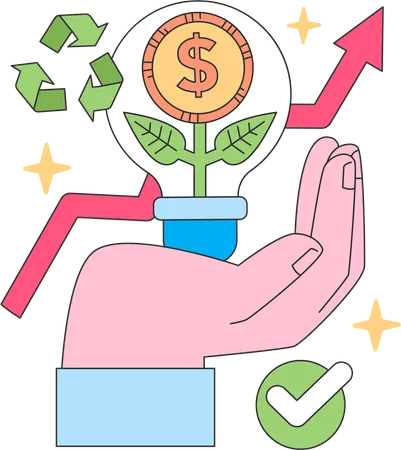 Financial eco idea with growth  Illustration