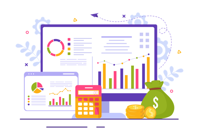 Financial graph dashboard  Illustration