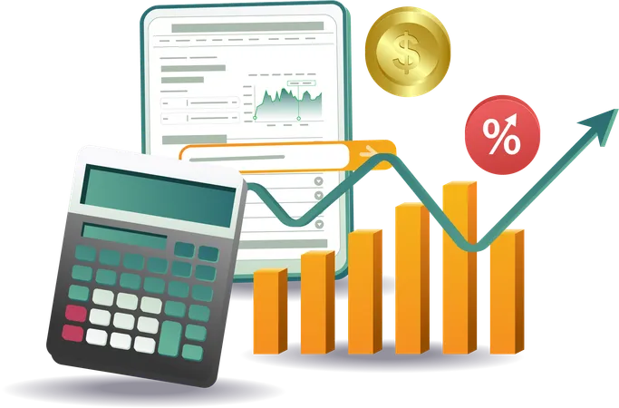 Financial growth and budget calculation  Illustration