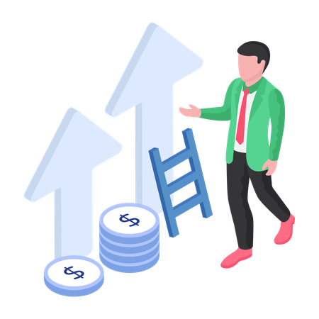 Financial growth ladder  Illustration
