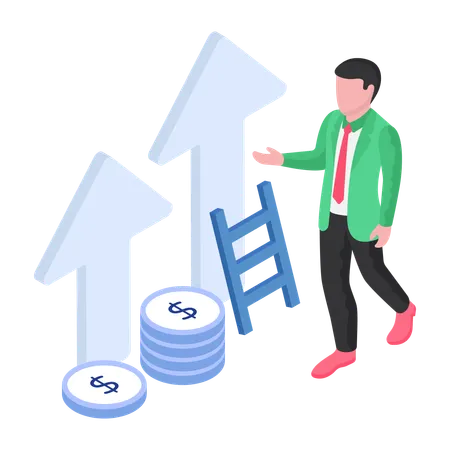 A Flat Design Illustration Of Financial Ladder Illustration