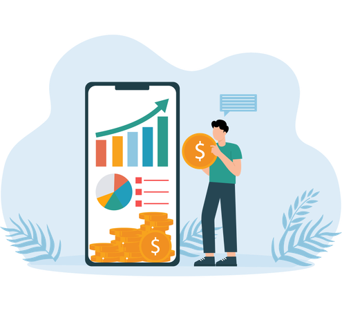 Financial Growth shown by manager in meeting  Illustration