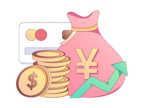 Financial growth with money bag  Illustration