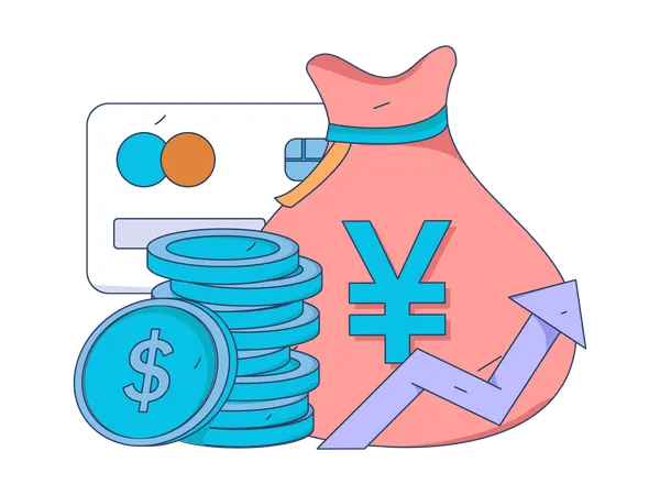 Financial growth with money bag  Illustration