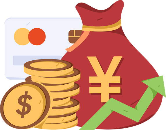 Financial growth with money bag  Illustration