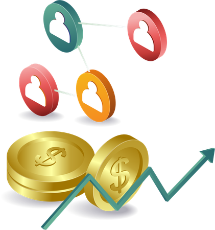 Financial growth with network of people  Illustration