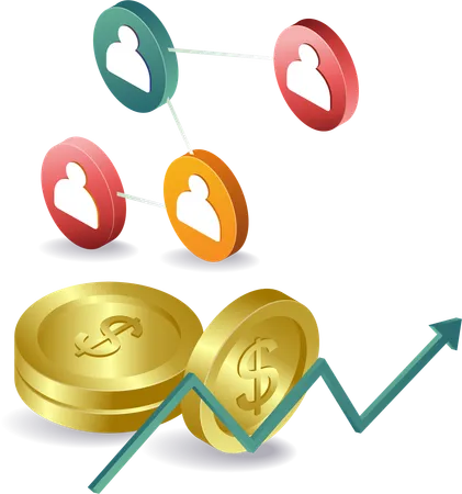 Financial growth with network of people  Illustration