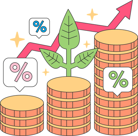 Financial growth with plant  Illustration