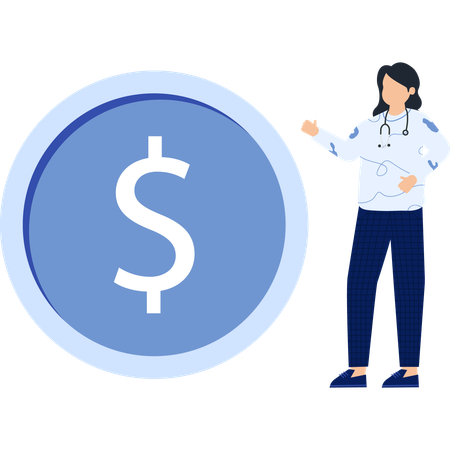 Financial Health with Medical Professional and Currency Symbol  Illustration