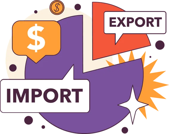 Financial import and export report  Illustration