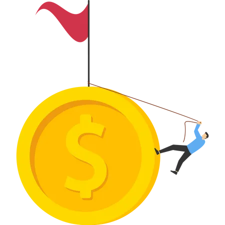 Ladder To Money Success Concept Financial Independence Or Financial Freedom Businessman Will Step On Money Ladder To Achieve Goals Income Growth Or Wealth Management Investment Opportunity Concept Illustration
