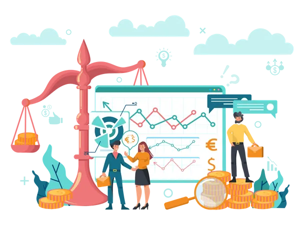 Financial Broker Income Investment And Saving Concept Business Character Making Financial Operation Isolated Vector Illustration Illustration