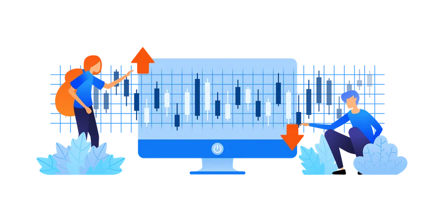 Financial investment buy sell or loss profits is risk in stock forex investment decisions  Illustration