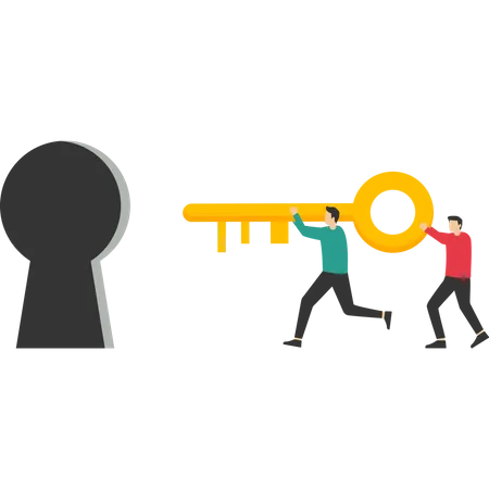 Teamwork Vision Path Goal Success Working Companies Find Ways To Thrive People Standing Profit Studying Horizon Growth Arrow Looking For Binoculars Flat Vector Illustration Illustration