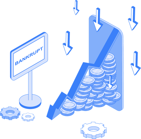 Financial loss with bankrupt  Illustration