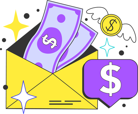 Financial mail and financial message  Illustration