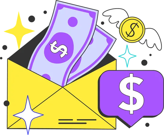 Financial mail and financial message  Illustration