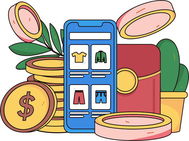 Financial management program implemented for shopping website  Illustration