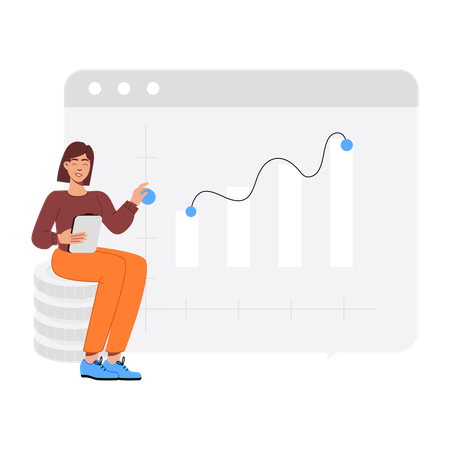 Financial manager analysing finance graph  Illustration