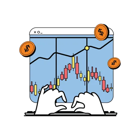 Financial manager analysing the finance graph of company  Illustration