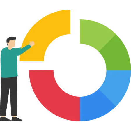 Financial planners make pie chart to balance investment portfolios  Illustration