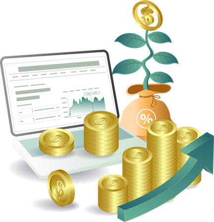 Financial plant with investment growth  Illustration