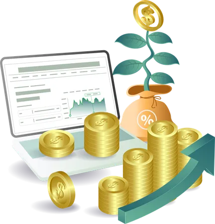 Financial plant with investment growth  Illustration