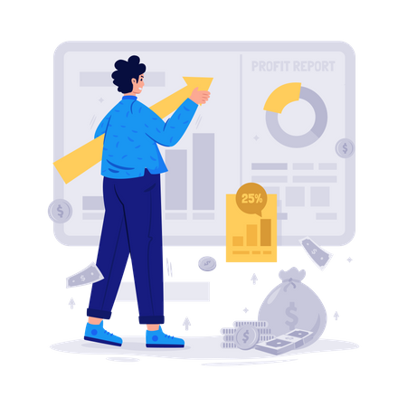 Financial profit report  Illustration